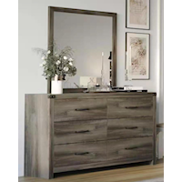 Rustic 6-Drawer Dresser and Mirror Set