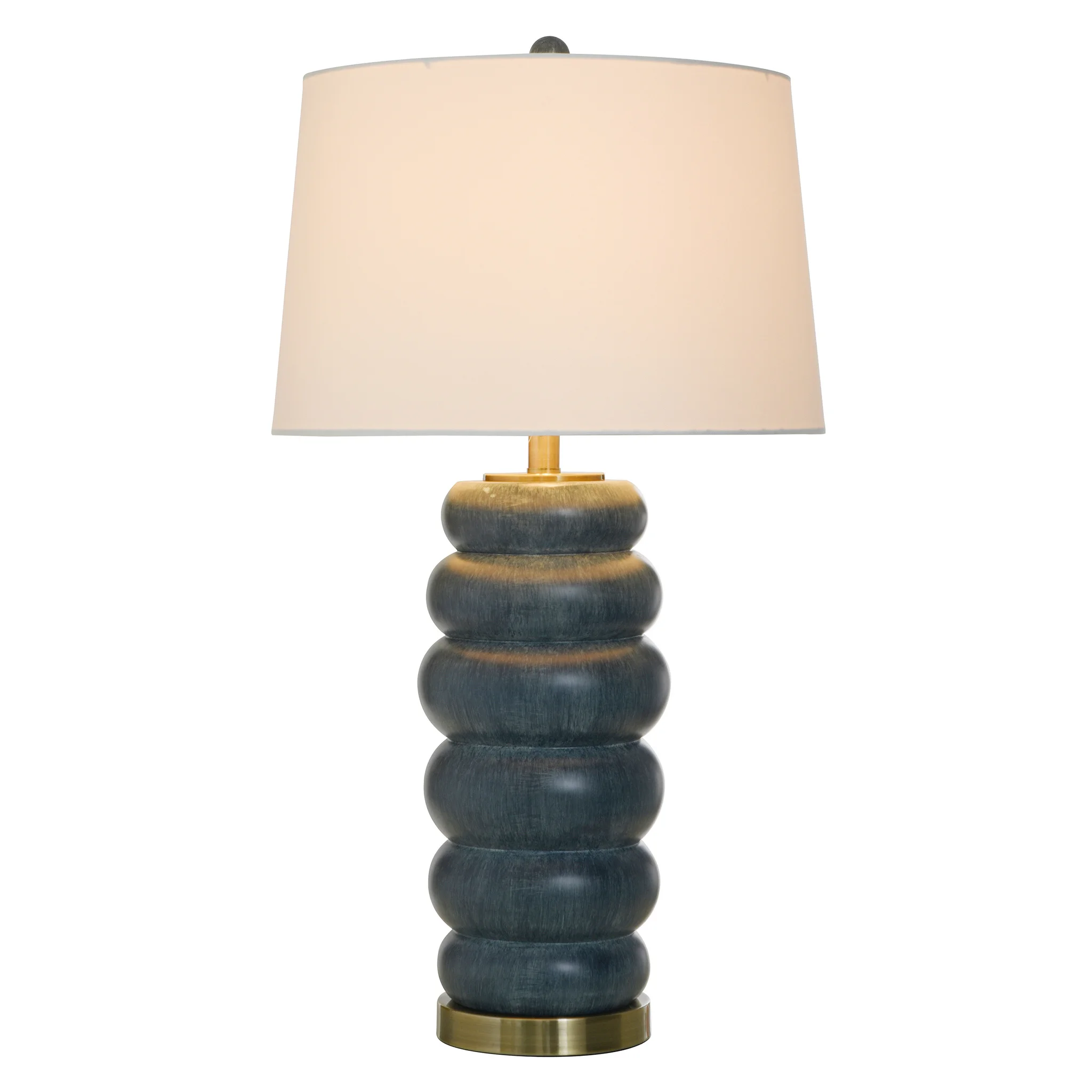 BLUE WIDE STRIPE POLY TABLE LAMP |