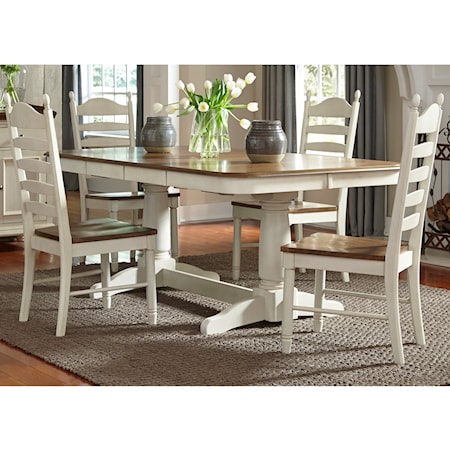 Farmhouse 5-Piece Trestle Table Dining Set