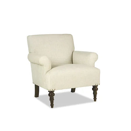 Traditional Chair with Turned Legs and Nailhead Trim