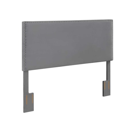 Queen Headboard, Gray Velvet