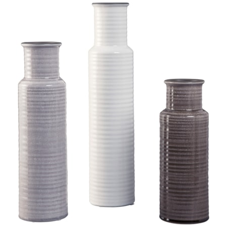 Deus Gray/White/Brown Vase Set