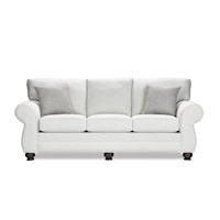 Transitional Rolled Arm Sofa with Bun Feet