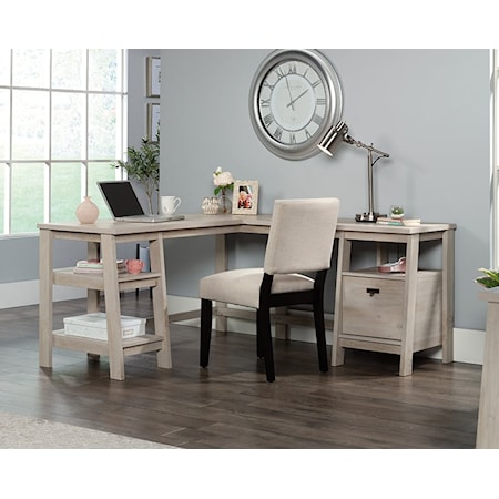 Modern Farmhouse L-Shaped Desk with File Drawer