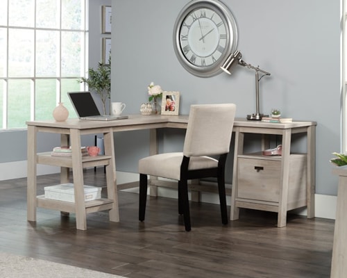 Modern Farmhouse L-Shaped Desk with File Drawer
