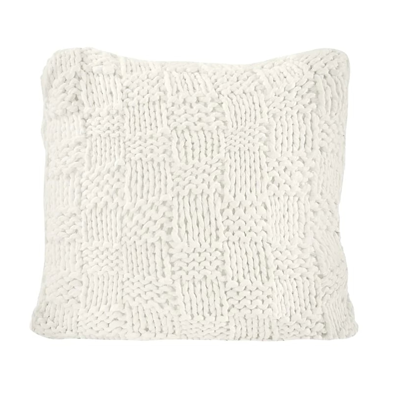HiEnd Accents Parade CHESS KNIT NATURAL PILLOW 27" X 27"