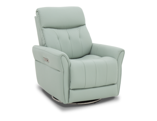 Contemporary Power Swivel Recliner with Lay Flat Feature