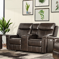 Transitional Power Reclining Loveseat with Cup Holders