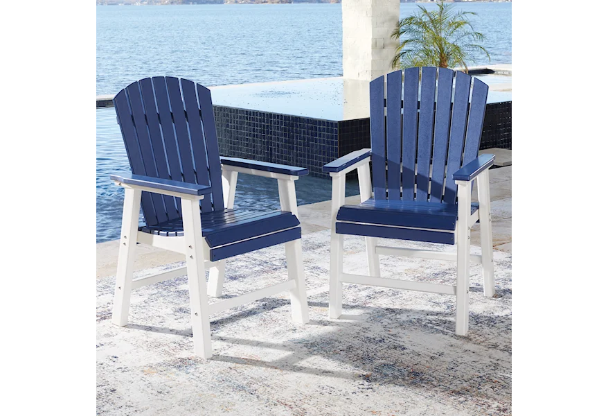 Toretto Outdoor Dining Arm Chair (Set of 2) by Signature Design by Ashley at VanDrie Home Furnishings