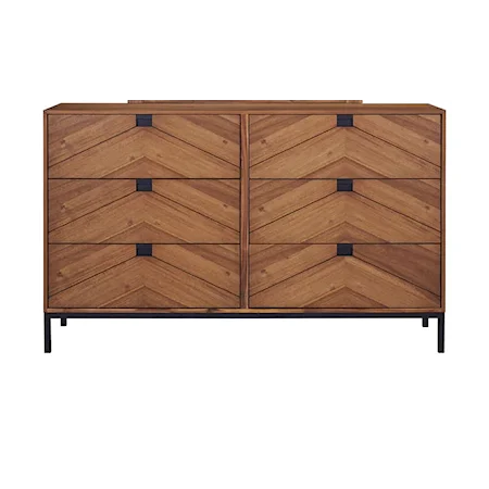 Contemporary 6-Drawer Dresser with Felt-Lined Top Drawers
