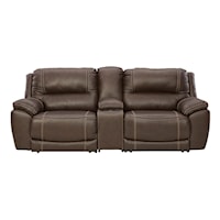 Leather Match Power Reclining Sectional Loveseat