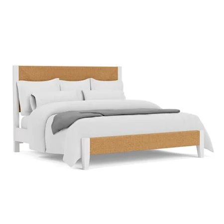 Coastal Queen Panel Bed with Woven Headboard and Footboard