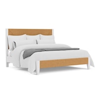 Coastal Queen Panel Bed with Woven Headboard and Footboard