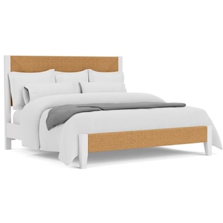 Coastal King Panel Bed with Woven Headboard and Footboard