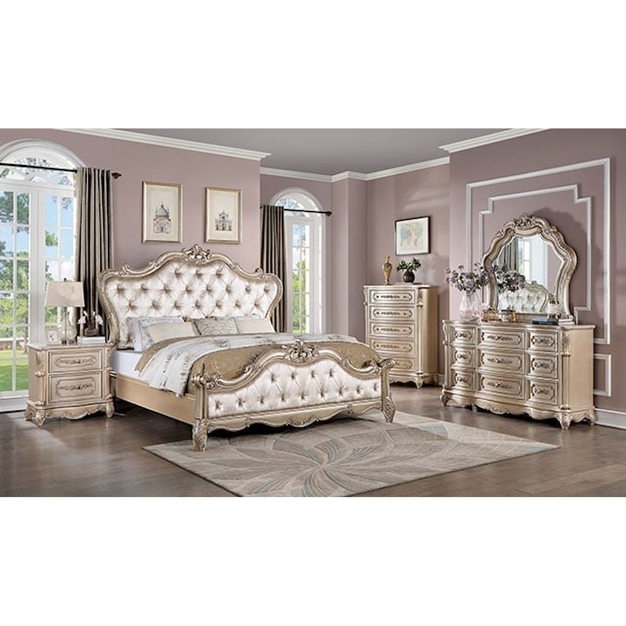 Furniture of America - FOA Rosalind  Upholstered California King Bedroom Set