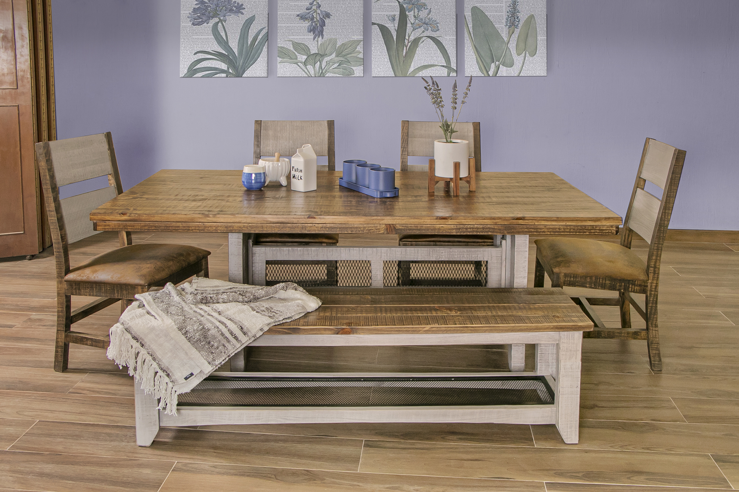 International Furniture Direct Pueblo IFD3401DINING Farmhouse Solid