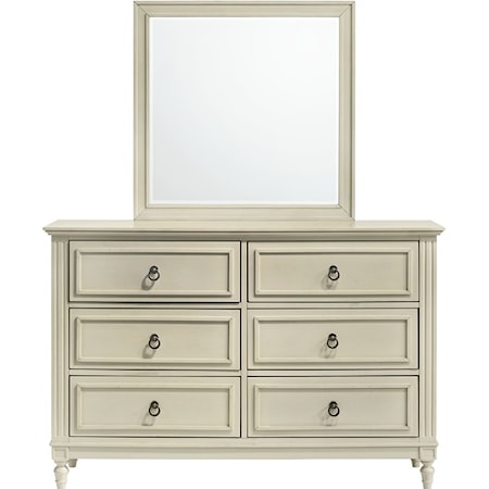 Transitional Dresser and Mirror Set