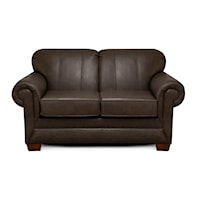 Transitional Leather Loveseat with Rolled Arms