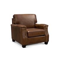 Transitional Leather Chair with Nailhead Trim