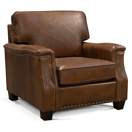 Transitional Leather Chair with Nailhead Trim