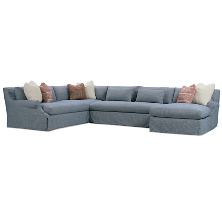 3-Piece Sectional Sofa with Slipcover