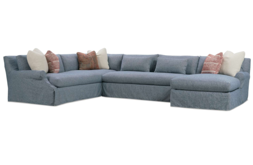 Casual 3-Piece Sectional Sofa with Slipcover and Throw Pillows
