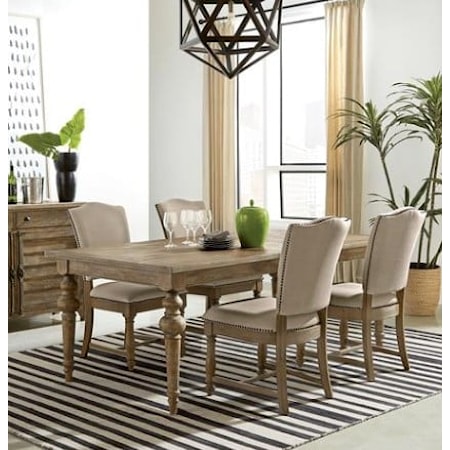 Rectangular Table & 4 Uph Side Chairs