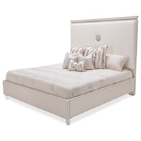 Glam Upholstered California King Bed with Crystal Accents