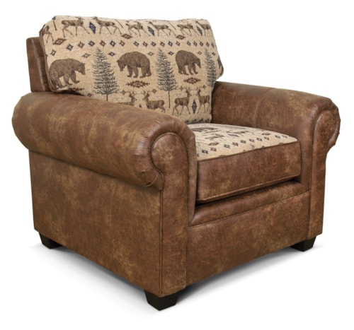 Rustic Chair with Wide Rolled Arms