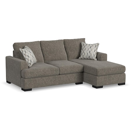 Casual Extra Large Sofa Chaise with Accent Pillows