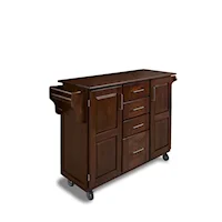 Traditional Kitchen Cart with Cherry Finish and Cherry Top