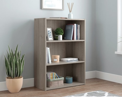 Transitional 3-Shelf Bookcase with Adjustable Shelves