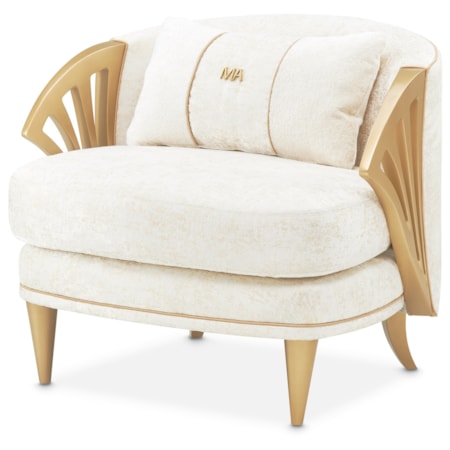Upholstered Fan-Arm Accent Chair w/Pillow
