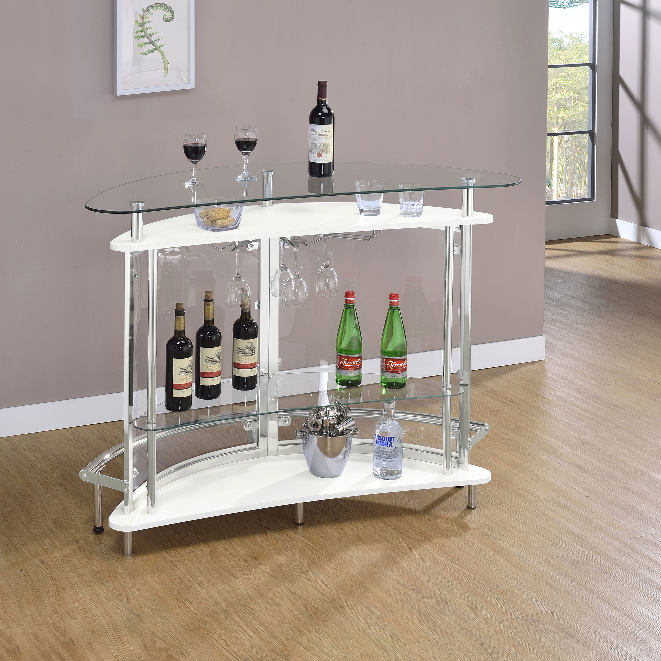 Coaster Amarillo Freestanding Glass Top Home Bar Wine Cabinet