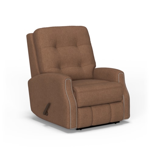 Button Tufted Manual Recliner with Nailheads
