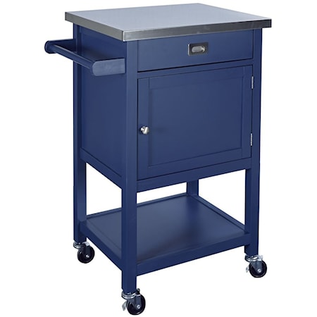 Navy Apartment Cart with Stainless Steel Top