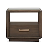 Contemporary 1-Drawer Nightstand with Glass Top