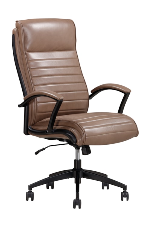 Contemporary Leather Swivel Desk Chair with Adjustable Seat
