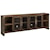 Aspenhome Quincy Transitional Console Table with Open Shelving and Glass Doors