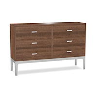 Contemporary 6-Drawer Dresser with Stainless Steel Base