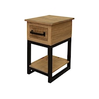 Solid Wood/Metal Chairside Table
