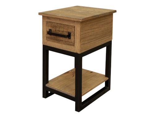 Solid Wood/Metal Chairside Table
