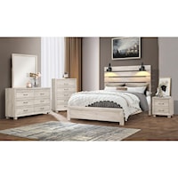 Farmhouse 5-Piece Full Bedroom Set with Lighting and USB Ports