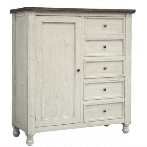 Farmhouse 5-Drawer Gentlemen's Chest with Shelves