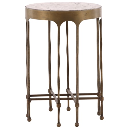 Round End Table with Marble Top