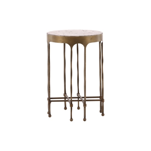 Transitional Round End Table with Marble Top