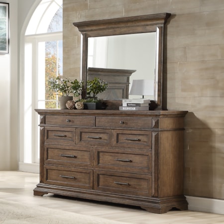 Dresser and Mirror Set