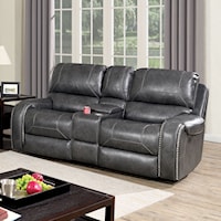 Transitional Power Loveseat with Console and Cup Holders 