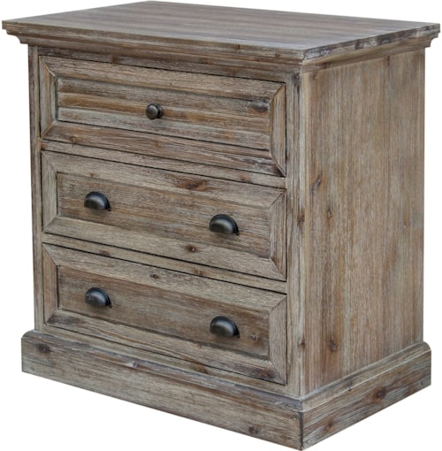 Rustic 3-Drawer Nightstand with USB Port