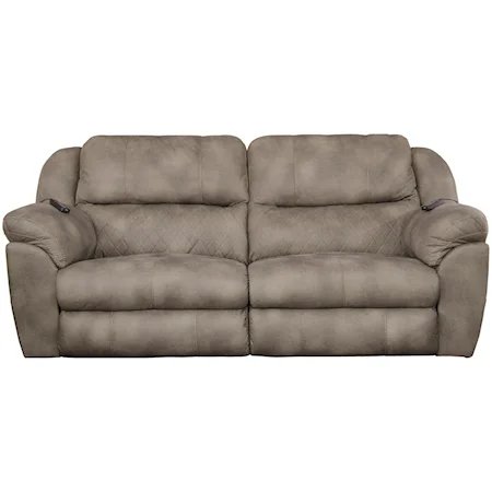 Casual Power Lay Flat Reclining Sofa with Power Headrest and Dual Heat & Massage